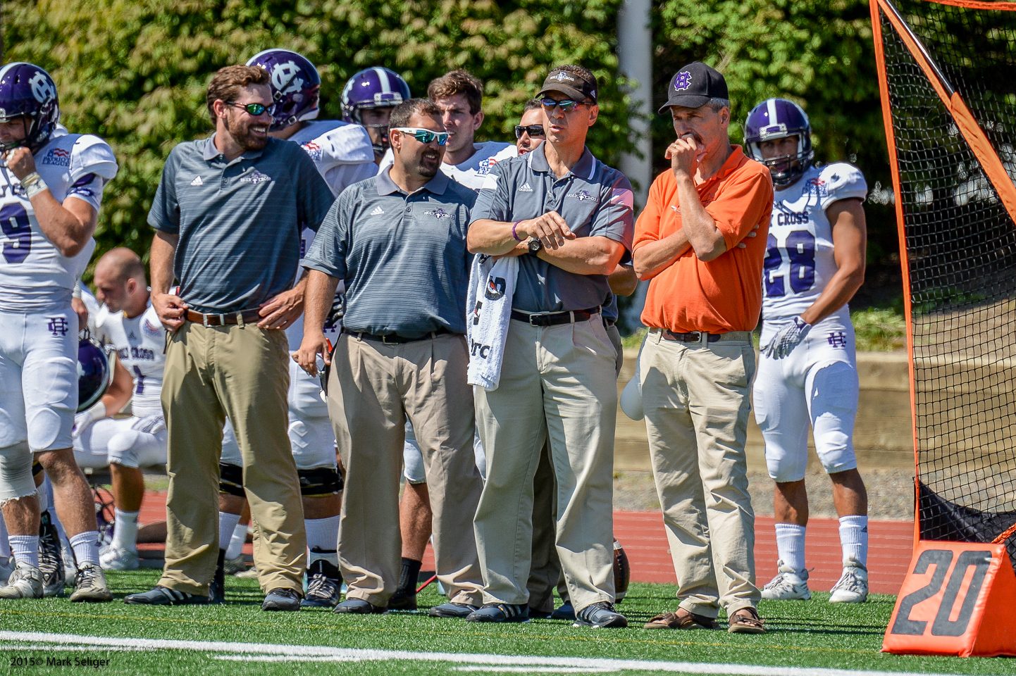 Jeff on the sideline at a Holy Cross football game