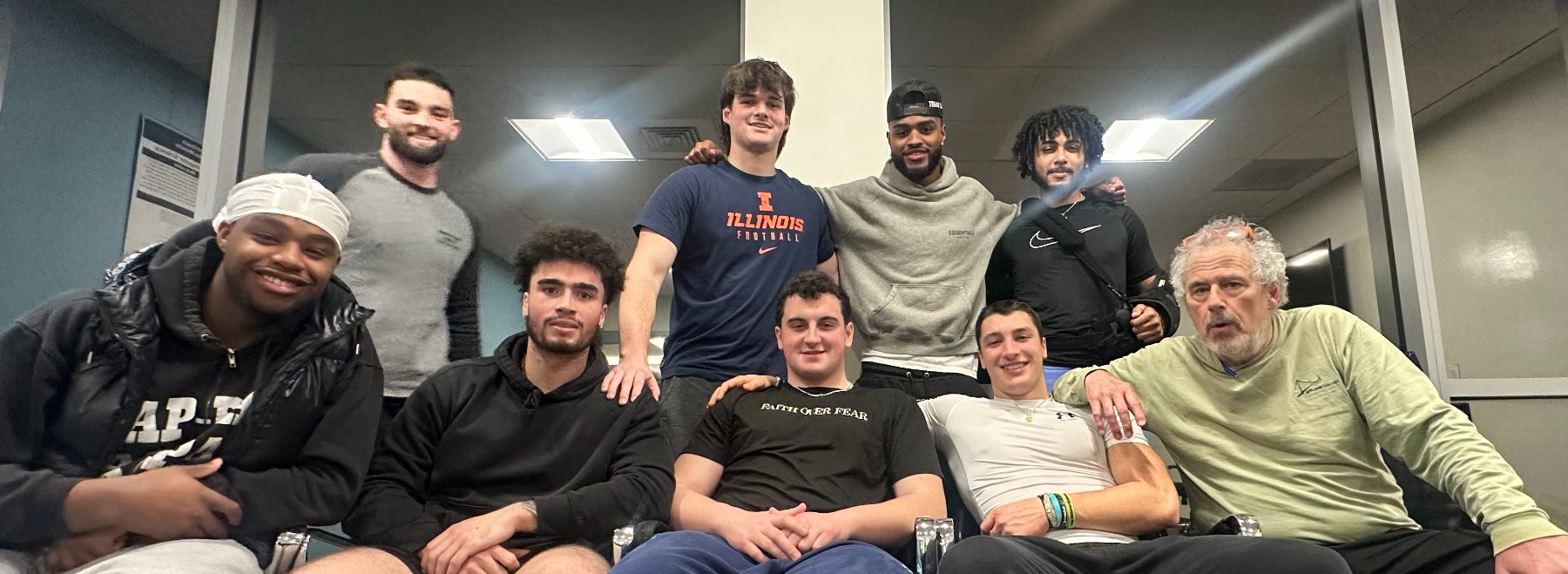 Jeff with a group of young men