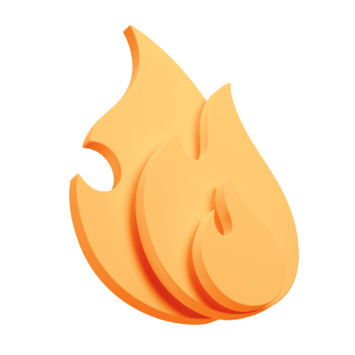 A glowing three-dimensional flame, representing Outcome Fever